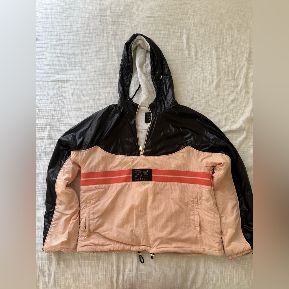 P.E Nation Colorblock Windbreaker Hoodie | Size S | Blush + Black